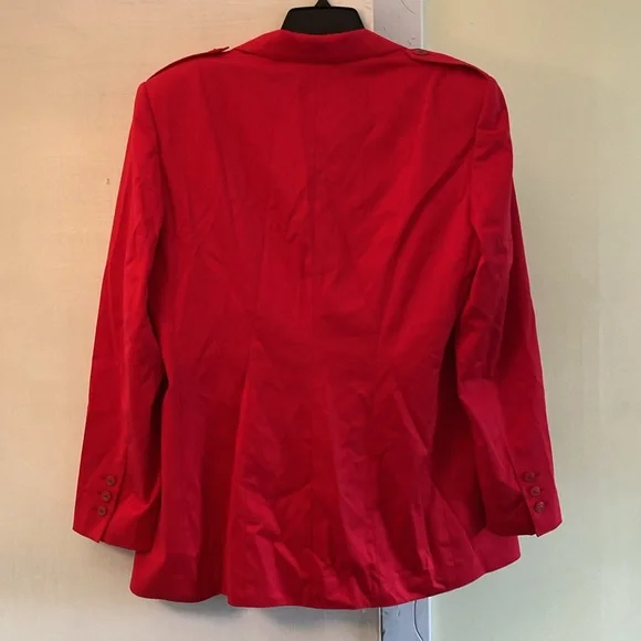 Escada Cotton Stretch Gorgeous Red Logo Button Lined Jacket